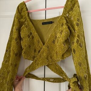 House of Harlow 1960 Yellow Wrap Blouse